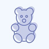 Icon Stuffed Bear - Two Tone Style - Simple illustration,Design template vector, Good for prints, posters, advertisements, announcements, info graphics, etc.