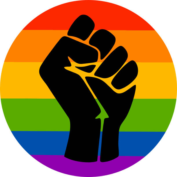 stockillustraties, clipart, cartoons en iconen met pictogram met vuist - gay demonstration