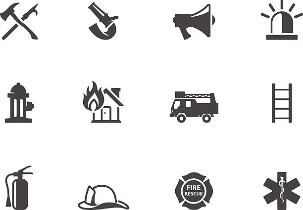 BW Icons - Fire Fighter Fire fighter icons in black & white. EPS 10. AI, PDF & transparent PNG of each icon included. maltese cross stock illustrations