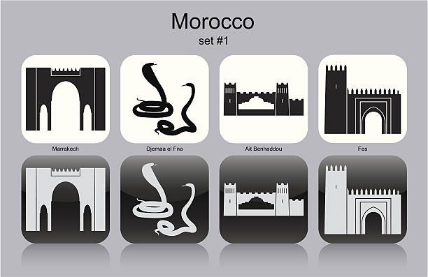 ilustrações de stock, clip art, desenhos animados e ícones de ícones de marrocos - marrakech desert