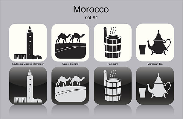 ilustrações de stock, clip art, desenhos animados e ícones de ícones de marrocos - marrakech desert