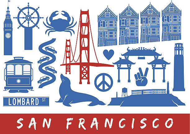 Icons of San Francisco Icons of famous places in San Francisco. san francisco stock illustrations