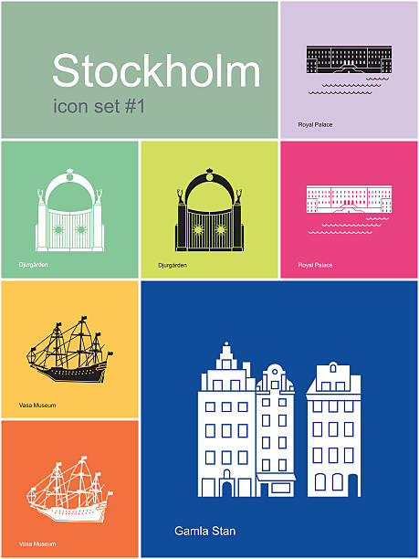 bildbanksillustrationer, clip art samt tecknat material och ikoner med icons of stockholm - villa sverige