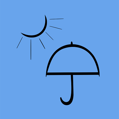 Icons - sketches of weather and seasons in the form of an umbrella and weather symbol