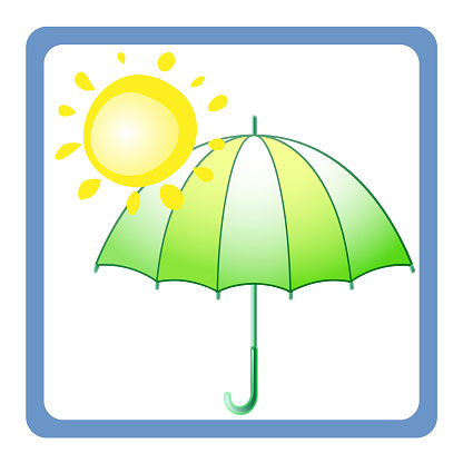 Icons - sketches of weather and seasons in the form of an umbrella and weather symbol