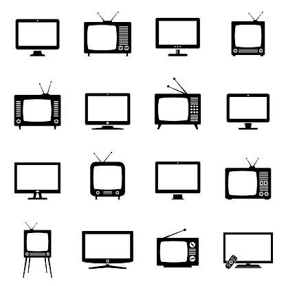Modern and Retro TV icons. Vector illustration.