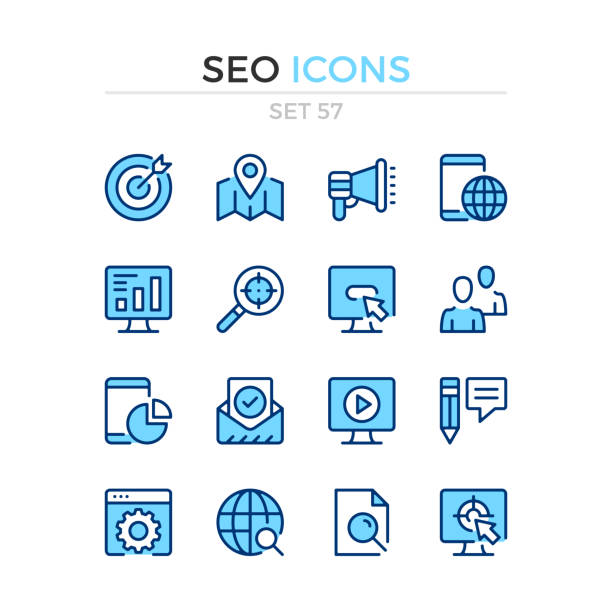 SEO icons. Vector line icons set. Premium quality. Simple thin line design. Modern outline symbols collection, pictograms. SEO icons. Vector line icons set. Premium quality. Simple thin line design. Modern outline symbols collection, pictograms. email campaign stock illustrations