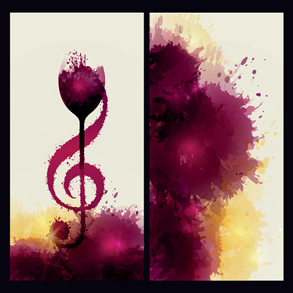 Idea concept wine and music. Colors and wine stains.