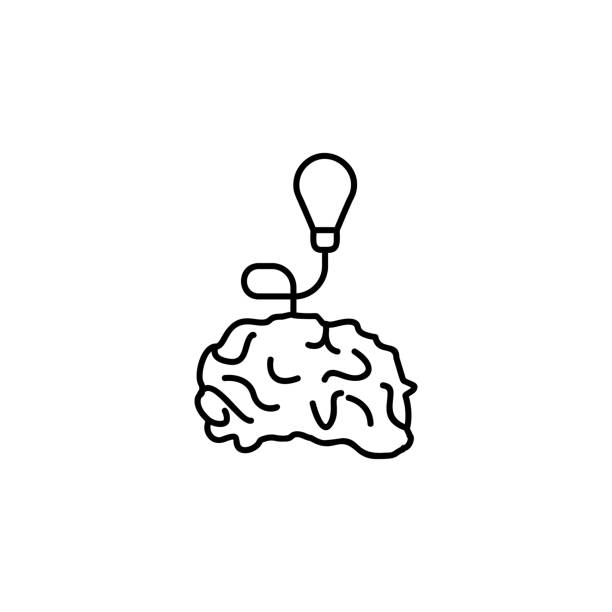 ilustrações de stock, clip art, desenhos animados e ícones de idea in the brain icon. element of sturt up icon for mobile concept and web apps. thin line idea in the brain icon can be used for web and mobile - sturm