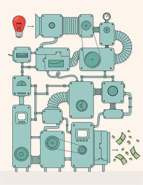 아이디어를 돈을 변환계 - 기계류 stock illustrations