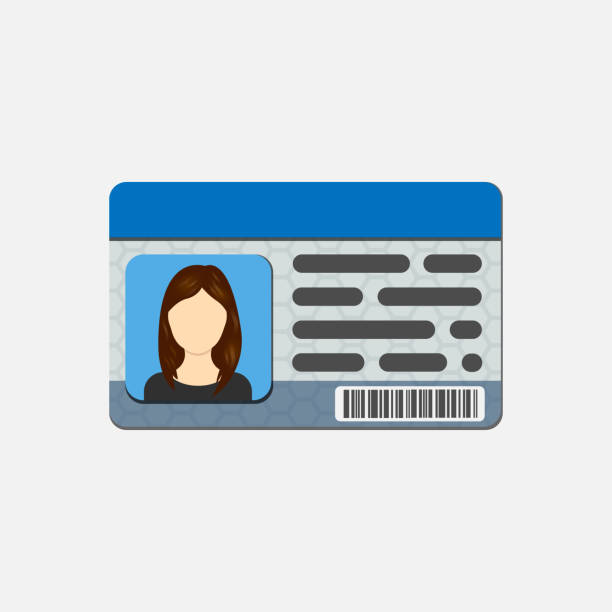 Identification Card. Personal info data. Identity document with person photo and text clipart. isolated on white background. Vector illustration. Identification Card. Personal info data. Identity document with person photo and text clipart. isolated on white background. Vector illustration. Eps 10. label photos stock illustrations