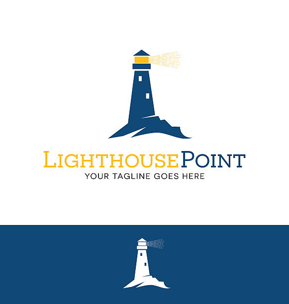 iighthouse mit beacon-symbol für kreativen einsatz - leuchtturm stock-grafiken, -clipart, -cartoons und -symbole