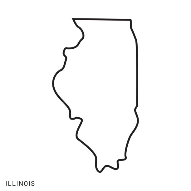 Illinois - States of USA Outline Map Vector Template Illustration Design. Editable Stroke. Illinois - States of USA Outline Map Vector Template Illustration Design. Editable Stroke. Vector EPS 10. illinois stock illustrations
