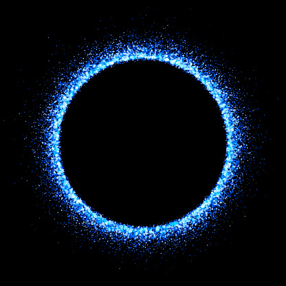 Illuminated circle frame on dark background