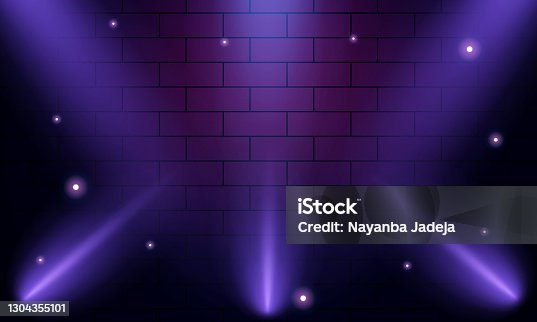 istock Illuminated stage with scenic lights and smoke. purple vector 1304355101