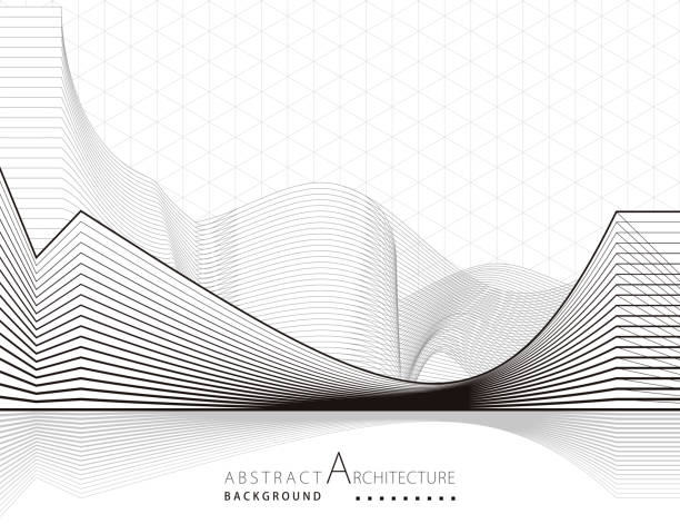 3d-illustration architektur konstruktion abstrakten hintergrund. - architektur stock-grafiken, -clipart, -cartoons und -symbole