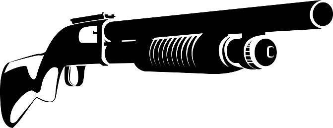 Illustration black and white with a shotgun isolated on background