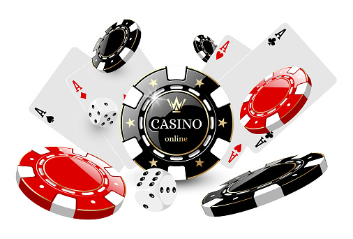 Illustration for a casino, chips, cards and dice, in vector EPS 10