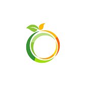 illustration fresh fruit logo symbol, nutrition apple fruit logo icon vector design