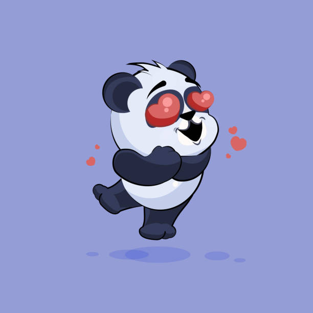 illustrations, cliparts, dessins animés et icônes de illustration isolé emoji personnage de dessin animé en amour avec la panda - panda foot