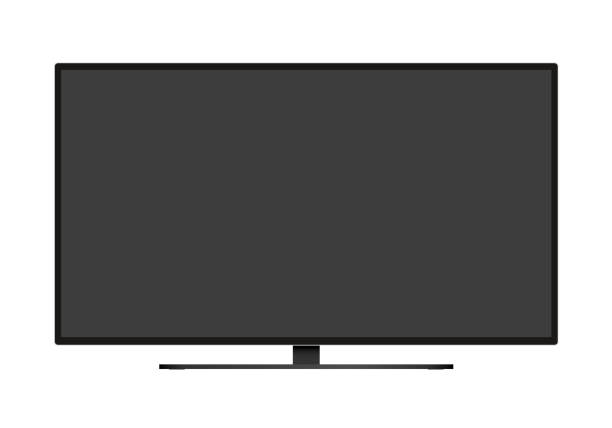 空白の画面を持つ黒いテレビのイラスト。白い背景で分離 - ベクトル - テレビ点のイラスト素材／クリップアート素材／マンガ素材／アイコン素材