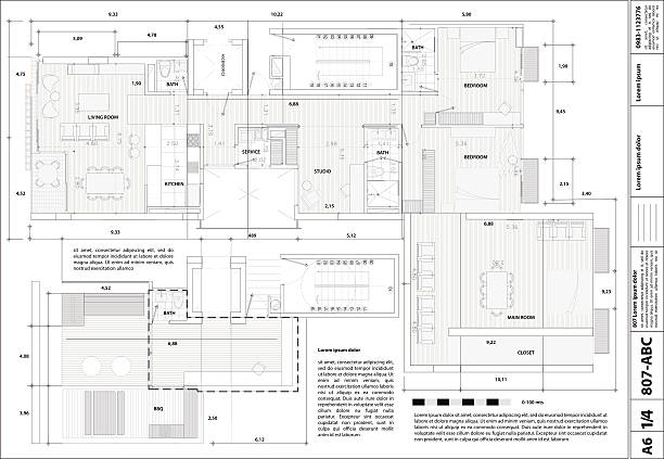 Illustration of a blueprint Illustration of a blueprint - home design project architecture designs stock illustrations