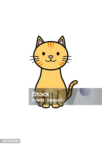 istock Illustration of a cat sitting facing the front (color 2) 1301594261