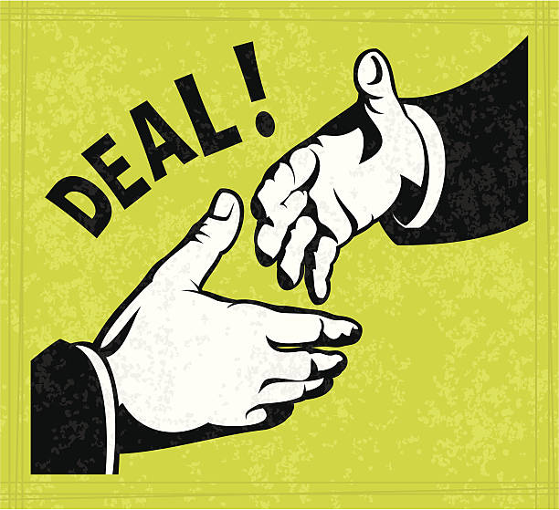 A illustration of a deal being made via handshake vector art illustration
