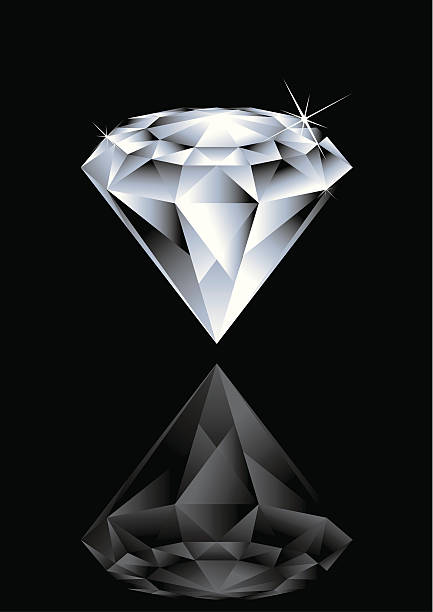 Illustration of a diamond and its reflex on black background Vector illustration of Diamond. Change colour to the Diamond is easy, its done by single gradient tone only. Simply select the whole Diamond and change the gradient's colour. diamond shaped stock illustrations