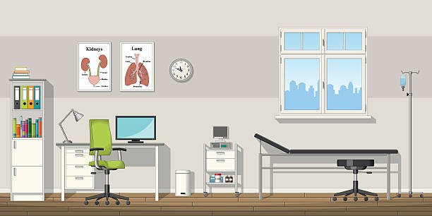 ilustrações de stock, clip art, desenhos animados e ícones de ilustração de um médico de escritório - doctor wall