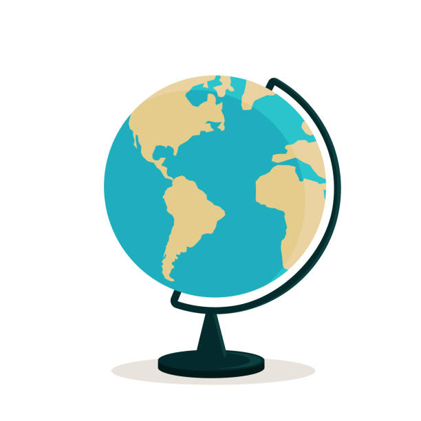 ilustrações de stock, clip art, desenhos animados e ícones de illustration of a globe on a training stand - globo terrestre