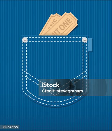 istock Illustration of a rear jean pocket with two tickets inside 165739599