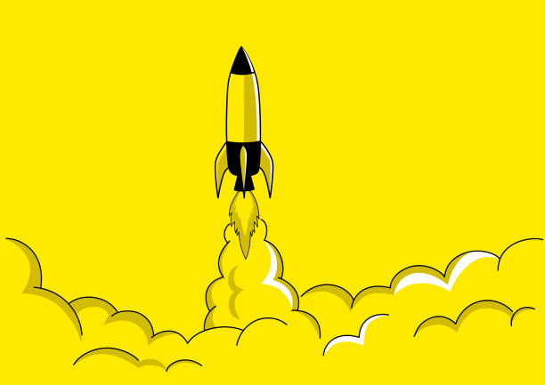 Illustration of a rocket launch vector art illustration