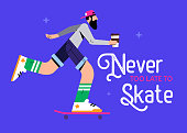 illustration of a skater on a blue background