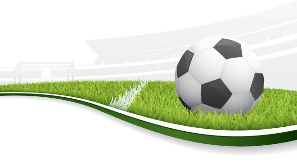 Illustration of a soccer ball in a field Detailed vector illustration of a soccer field. Includes an EPS8, and a hi res JPG. soccer backgrounds stock illustrations