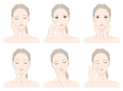Illustration of a woman doing skin care