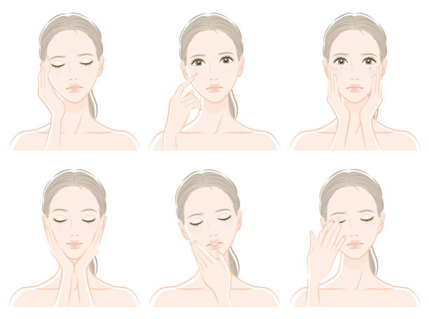 Illustration of a woman doing skin care Female upper body vector illustration beautiful people stock illustrations