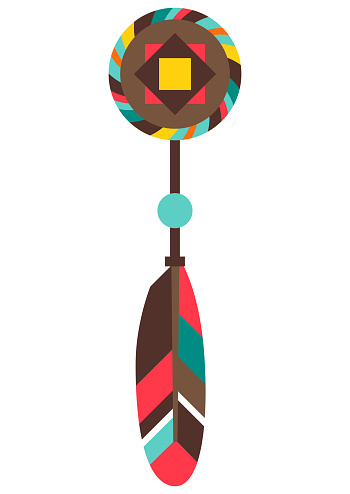 Illustration of american indians earring. Ethnic image in native style. Decorative object.