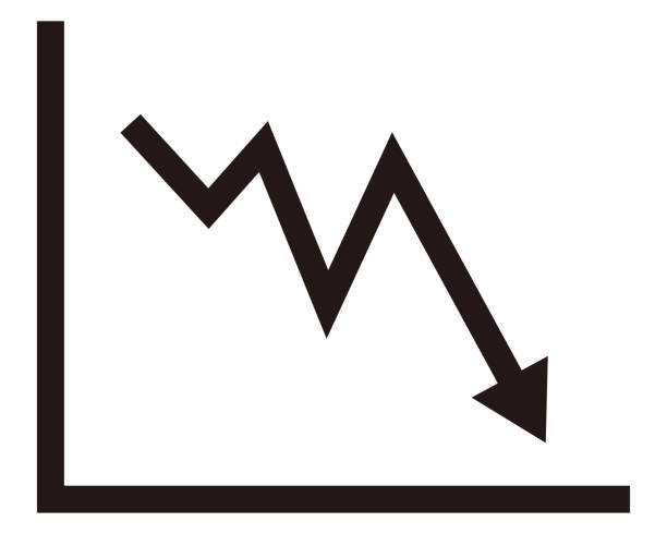 Illustration of an arrow pointing down.Illustration of line graph  crumble stock illustrations