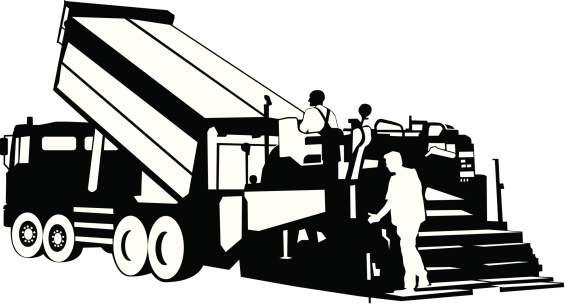 Illustration of an asphaltpaver working on road