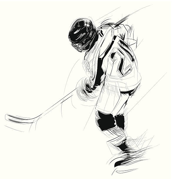 illustration of an ice hockey player vector art illustration
