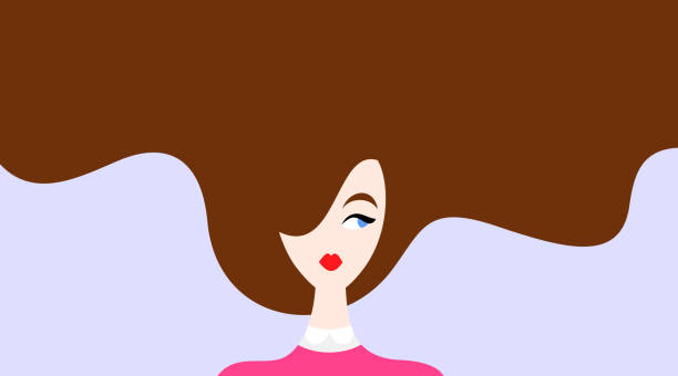 bildbanksillustrationer, clip art samt tecknat material och ikoner med illustration av brunhårig kvinna - brunt hår