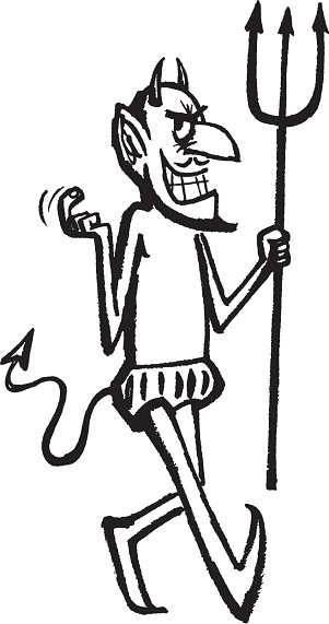 Illustration of devil with pitchfork