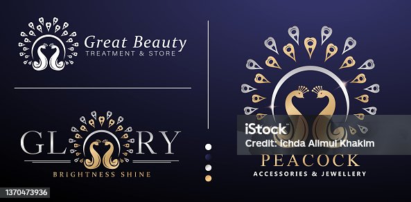istock illustration of Double Peacock logotype golden colors design vector isolated background applicable for company name, jewelry sign, branding label concept, beauty store, hotel, corporate, boutique shop 1370473936