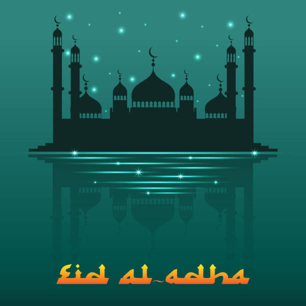 illustration of eid mubarak background with mosque - salah 幅插畫檔、美工圖案、卡通及圖標