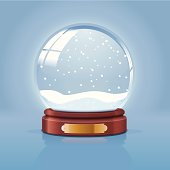istock Illustration of empty snow globe on blue background 455312363