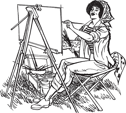 Illustration of female painter