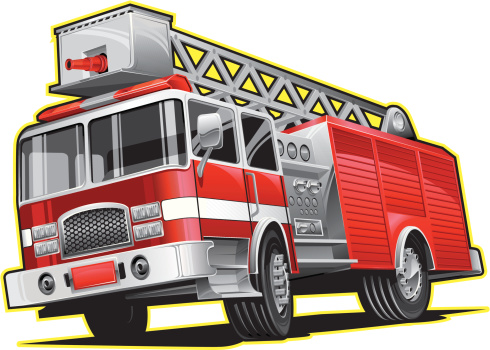 Illustration Of Firetruck Lines In Yellow Stock Illustration - Download