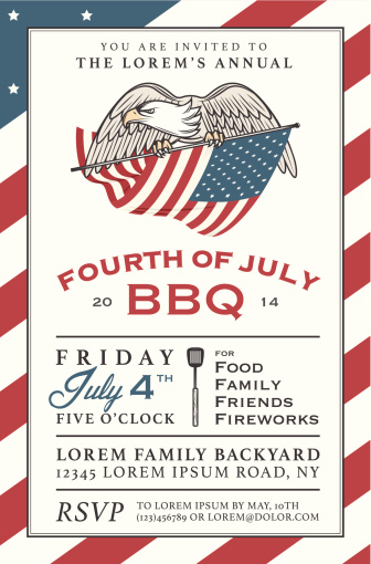 Illustration of Fourth of July barbecue invitation