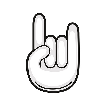 Illustration Of Hand Rock Sign Gesture Icon On White Background Stock ...